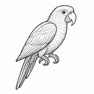 Black & White Detailed Parrot Free Printable Page - looking to the right
