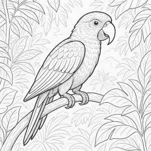 Black & White Detailed Parrot Free Printable Page - looking to the right