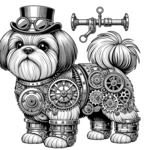 Children’s Cute Shih Tzu Puppy Coloring Page