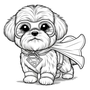 Children’s Cute Shih Tzu Puppy Coloring Page