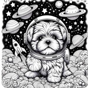 Children’s Cute Shih Tzu Puppy Coloring Page
