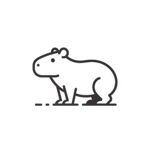 Black & White Capybara Free Printable Page - looking to the left, very simple with minimal detail